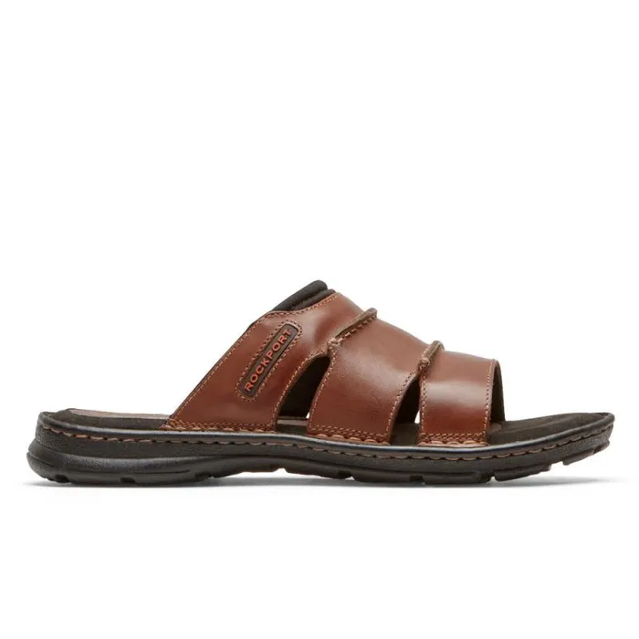 Men Rockport Sandals Darwyn Slide Coach Brown