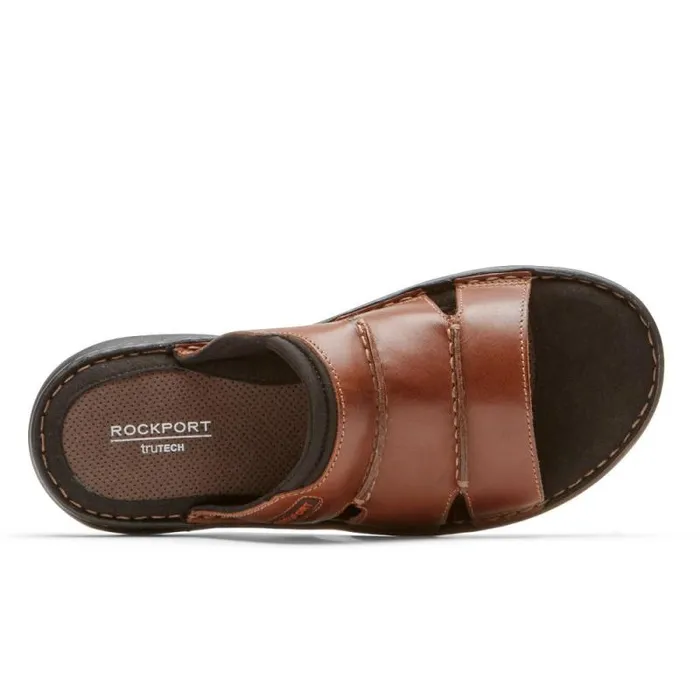 Men Rockport Sandals Darwyn Slide Coach Brown