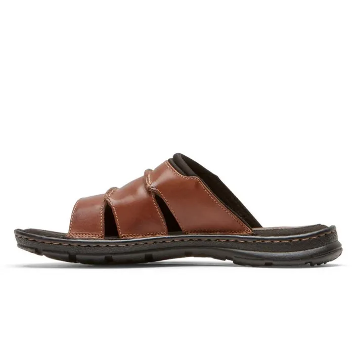 Men Rockport Sandals Darwyn Slide Coach Brown