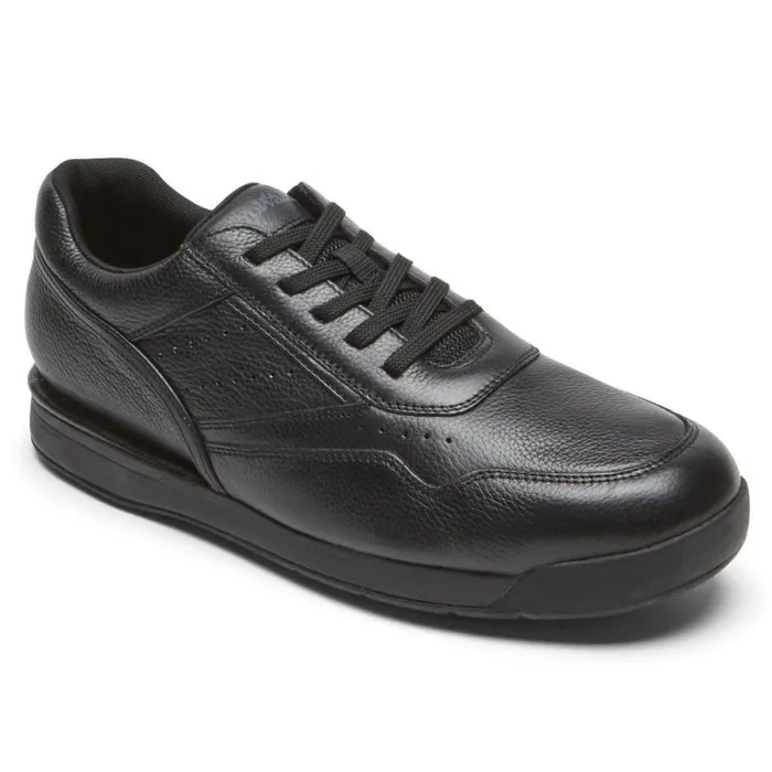 Men Rockport Sneakers ProWalker 7100 Plus LaceUp Active Shoe Triple Black Lea