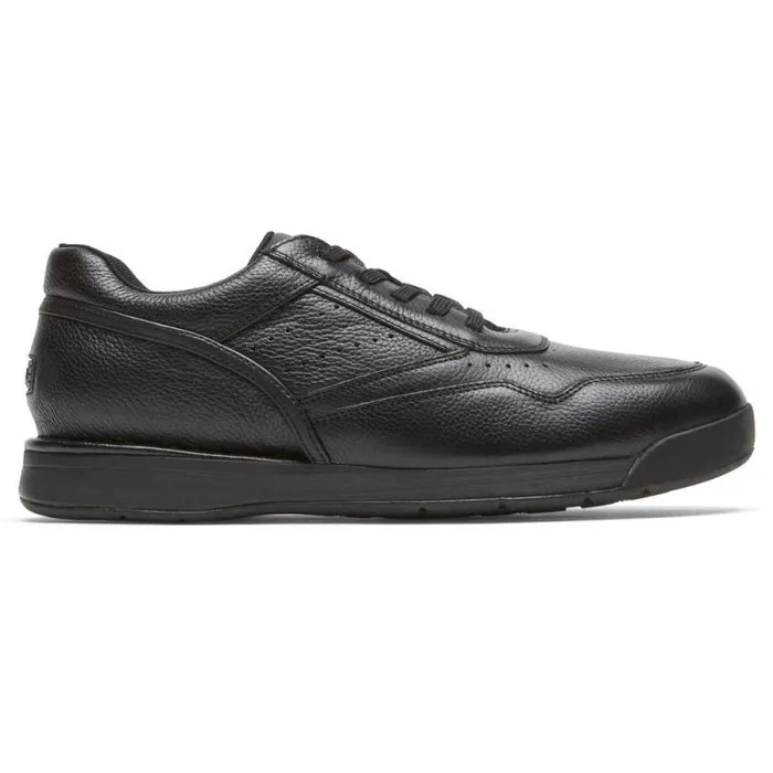 Men Rockport Sneakers ProWalker 7100 Plus LaceUp Active Shoe Triple Black Lea