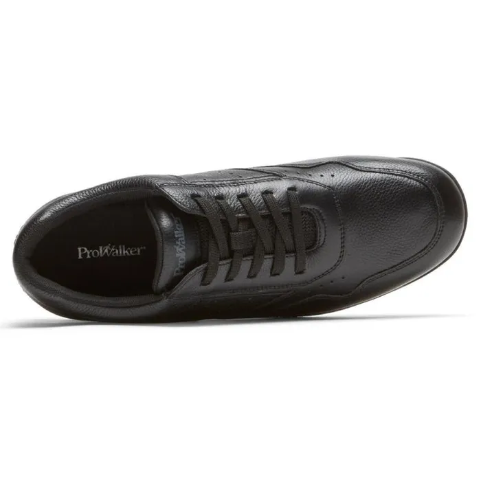 Men Rockport Sneakers ProWalker 7100 Plus LaceUp Active Shoe Triple Black Lea