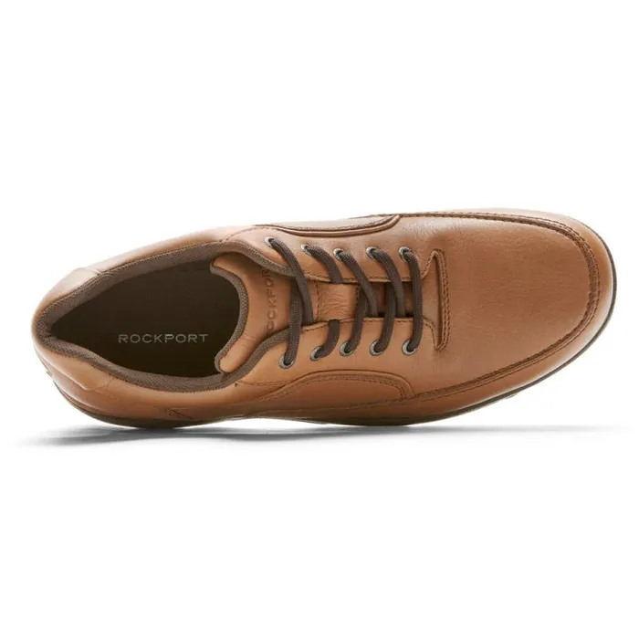 Men Rockport Sneakers Ridgefield Eureka LaceUp Tan Lea