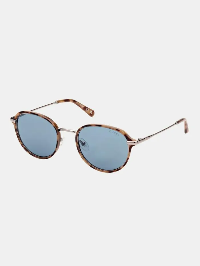 Men Round Sunglasses Model Beige Guess Sunglasses