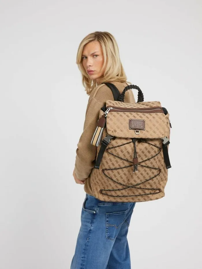 Men Salameda 4g Logo Backpack Multi Beige Guess Backpacks And Bum Bags