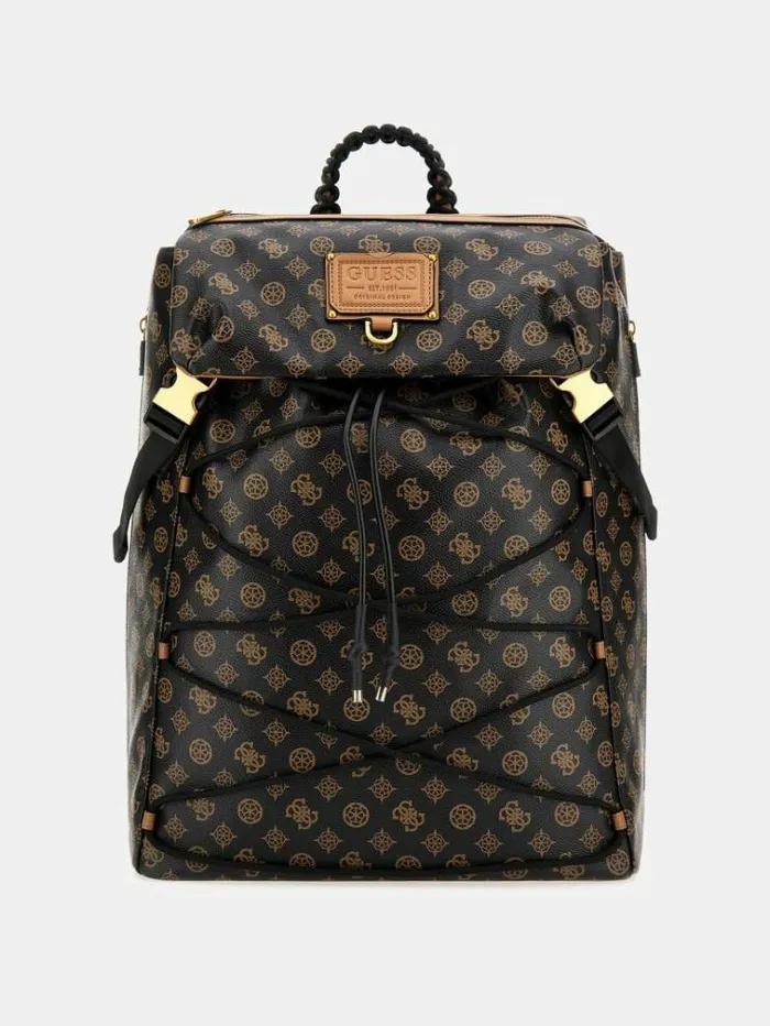 Men Salameda 4g Peony Logo Backpack Brown Multi Guess Backpacks And Bum Bags