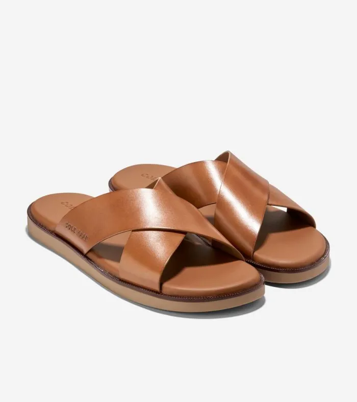 Men Sandals Cole Haan Nantucket Cross Strap Sandals British Tandark Latte