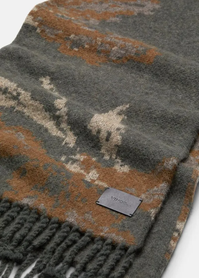 Men Scarves Hats and Gloves Vince Abstract Floral Brushed AlpacaBlend Scarf Midnight Forest