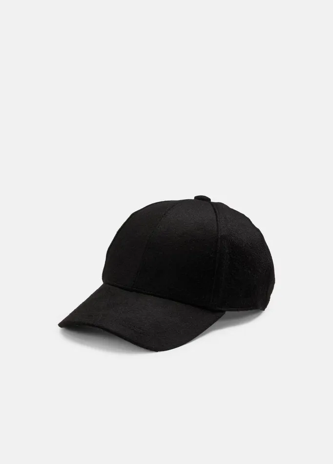 Men Scarves Hats and Gloves Vince Cashmere Baseball Cap Black