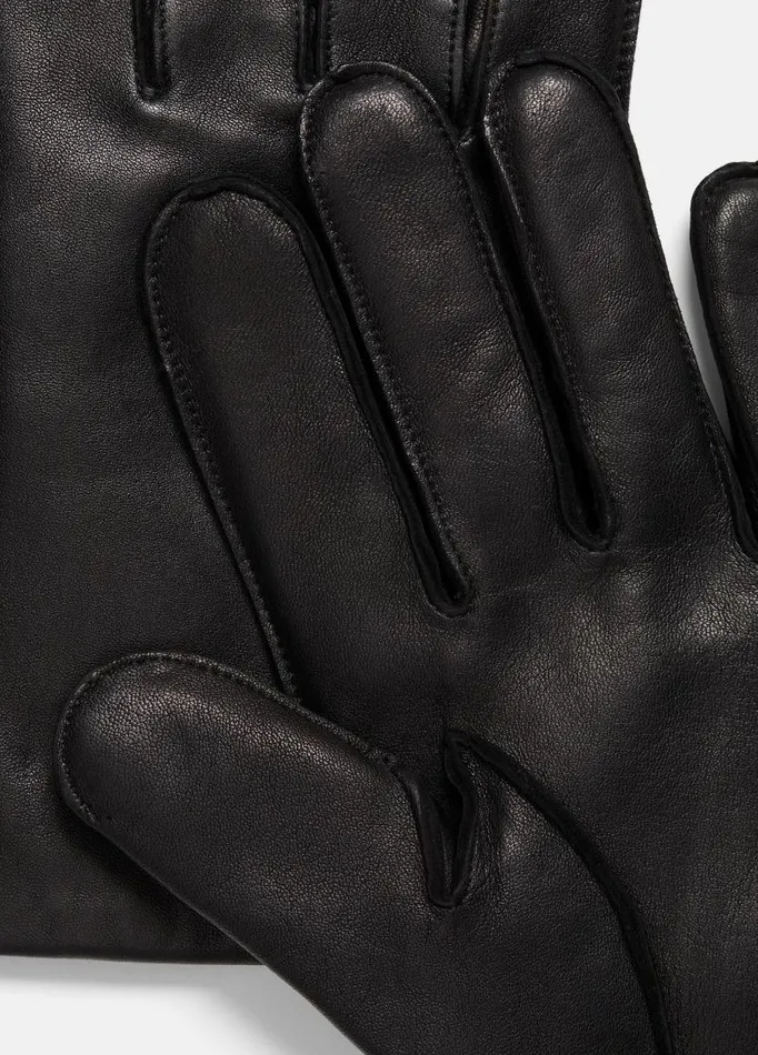Men Scarves Hats and Gloves Vince Classic CashmereLined Leather Glove Black Camelleto
