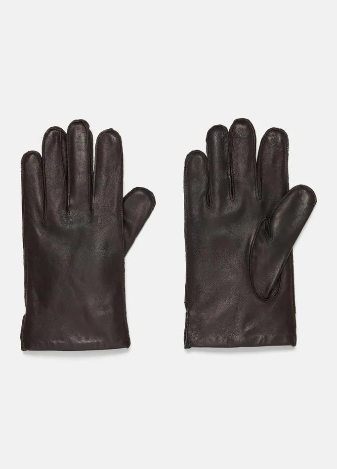 Men Scarves Hats and Gloves Vince Classic CashmereLined Leather Glove Espresso Heather Taupe Men Scarves Hats and Gloves Vince Classic CashmereLined Leather Glove Espresso Heather Taupe