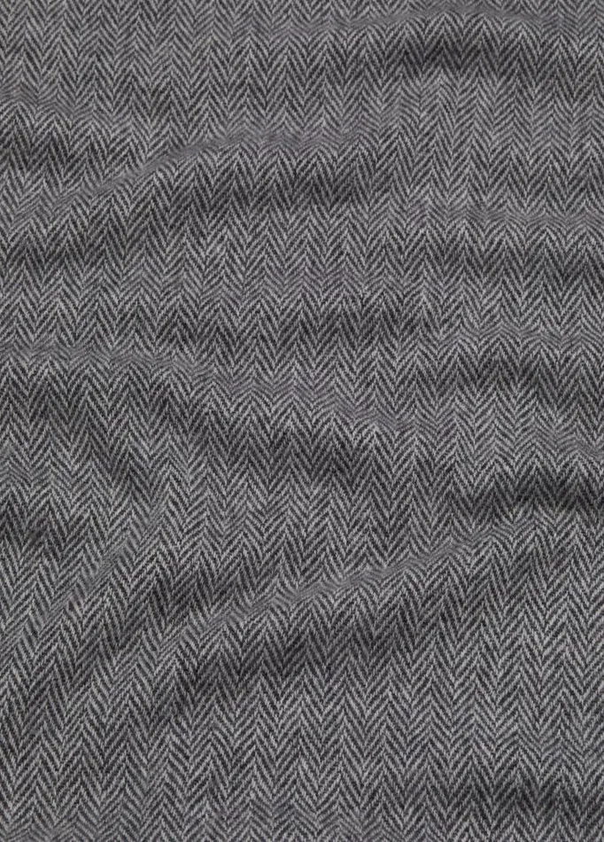 Men Scarves Hats and Gloves Vince Herringbone Cashmere Scarf Heather White Heather Black