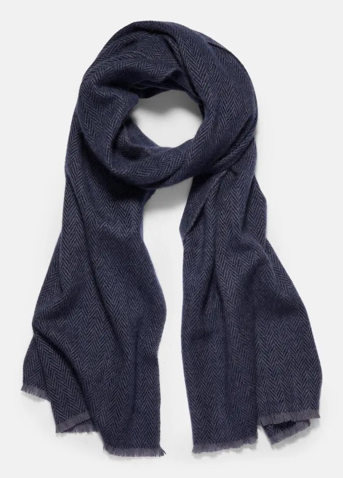 Men Scarves Hats and Gloves Vince Herringbone Cashmere Scarf Iris Blue Coastal Men Scarves Hats and Gloves Vince Herringbone Cashmere Scarf Iris Blue Coastal