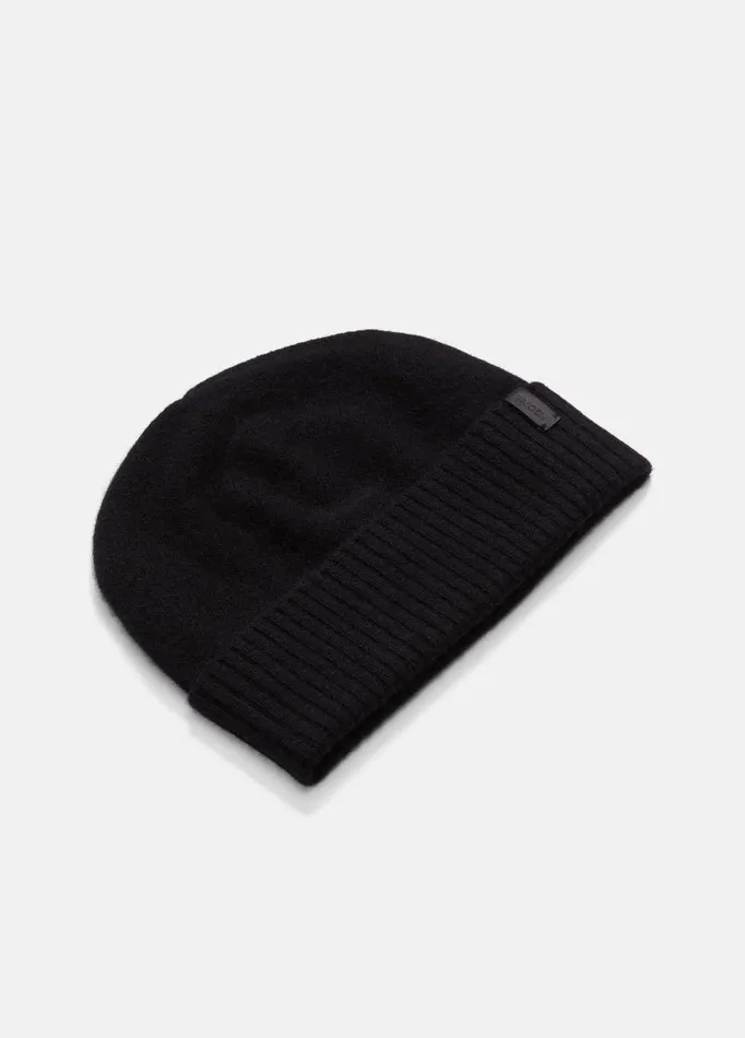 Men Scarves Hats and Gloves Vince Plush Cashmere ReverseKnit Cuffed Hat Black