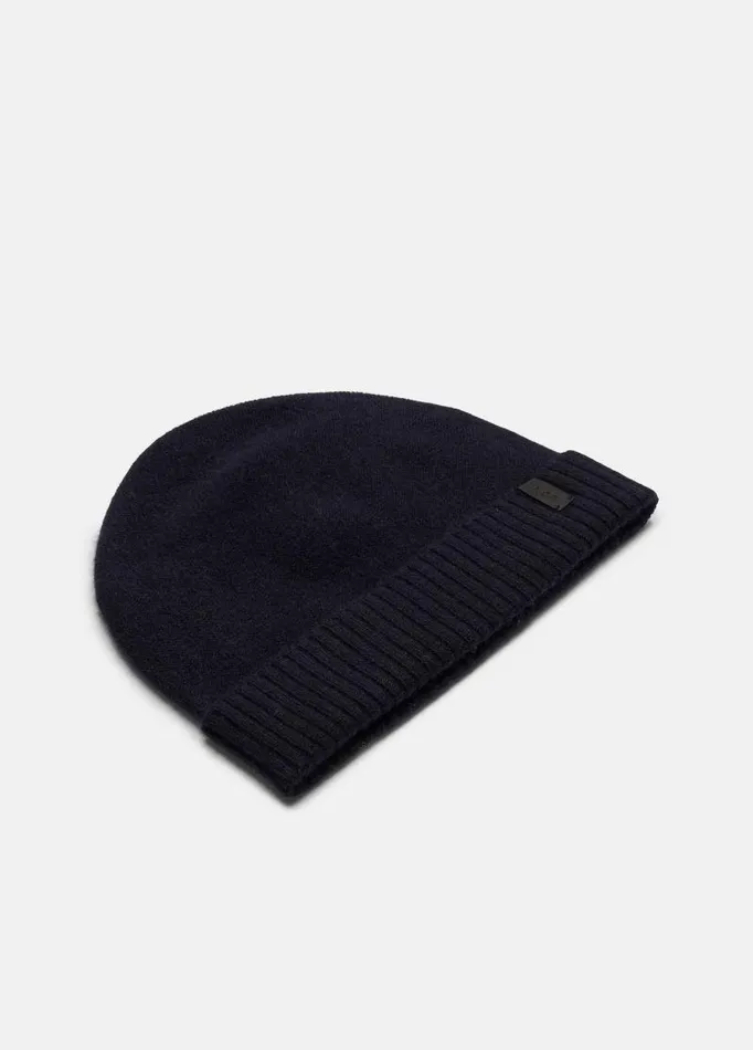 Men Scarves Hats and Gloves Vince Plush Cashmere ReverseKnit Cuffed Hat Coastal Blue