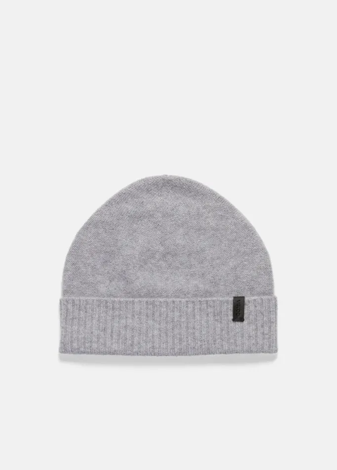 Men Scarves Hats and Gloves Vince Plush Cashmere ReverseKnit Cuffed Hat Grey