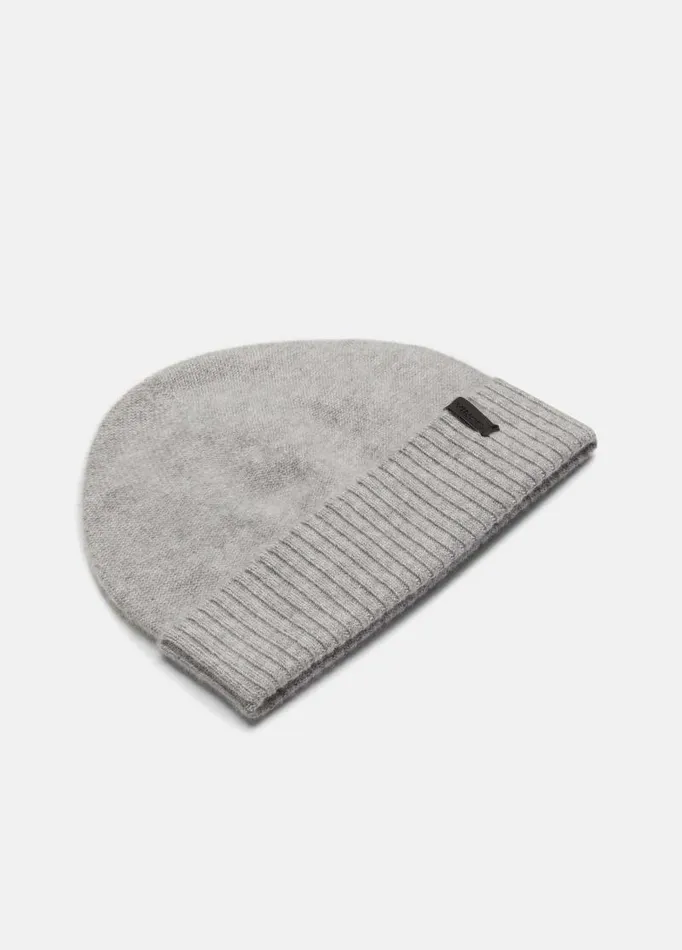 Men Scarves Hats and Gloves Vince Plush Cashmere ReverseKnit Cuffed Hat Grey