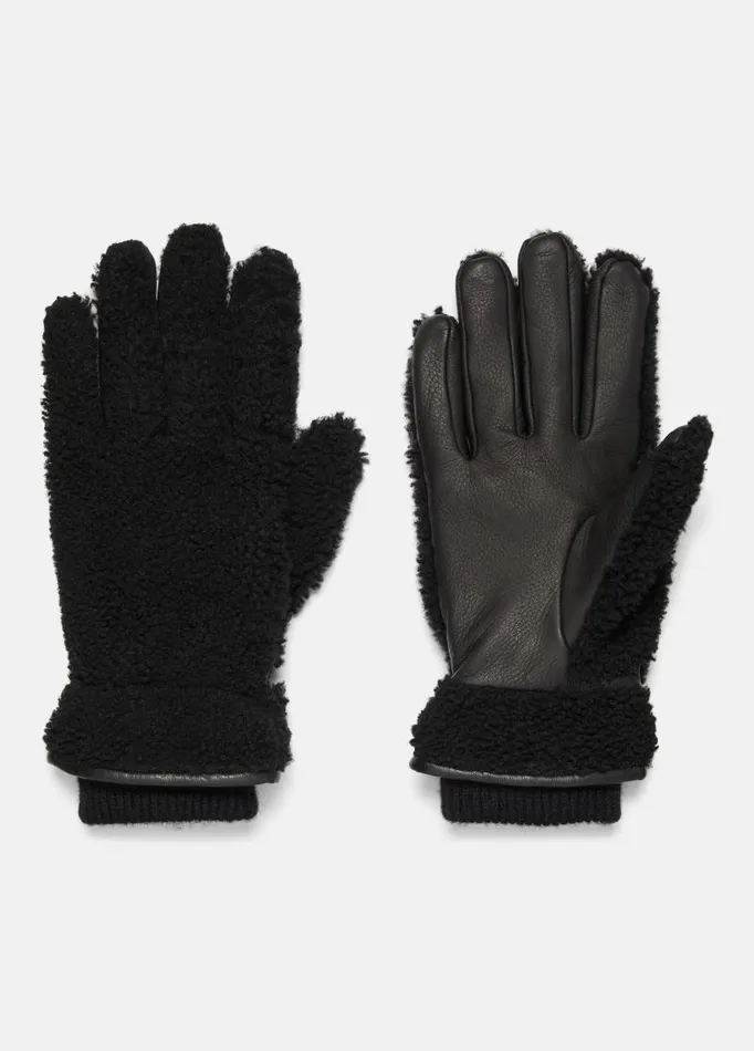Men Scarves Hats and Gloves Vince Shearling And Leather Glove Blackblack