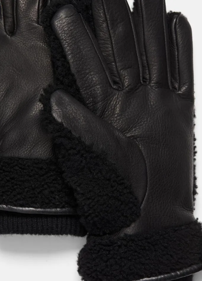 Men Scarves Hats and Gloves Vince Shearling And Leather Glove Blackblack