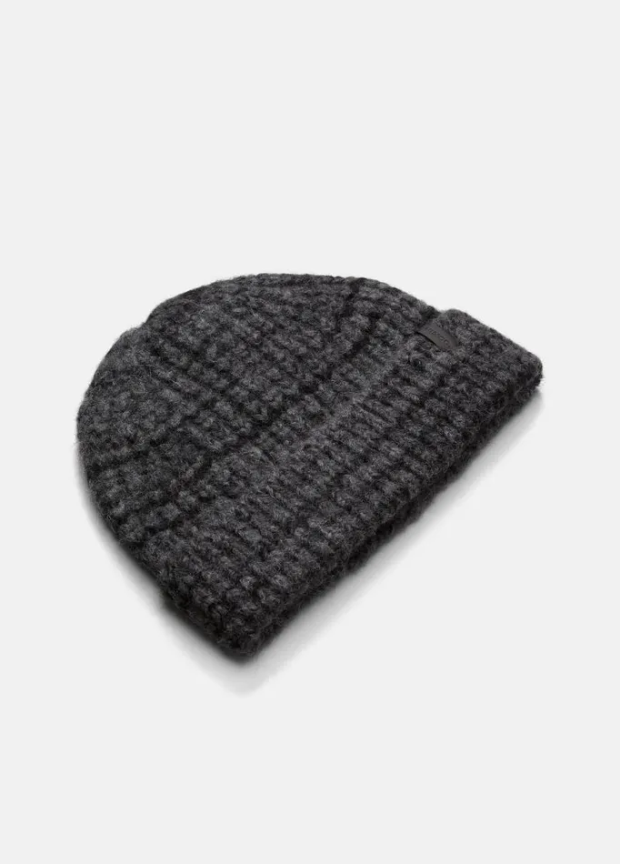 Men Scarves Hats and Gloves Vince SpaceDye AlpacaBlend Cuffed Hat Heather Charcoal