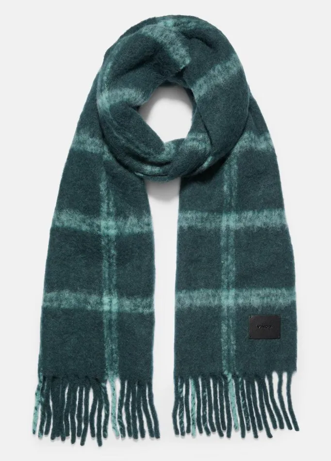 Men Scarves Hats and Gloves Vince Windowpane Brushed AlpacaBlend Scarf Mineral Green Men Scarves Hats and Gloves Vince Windowpane Brushed AlpacaBlend Scarf Mineral Green