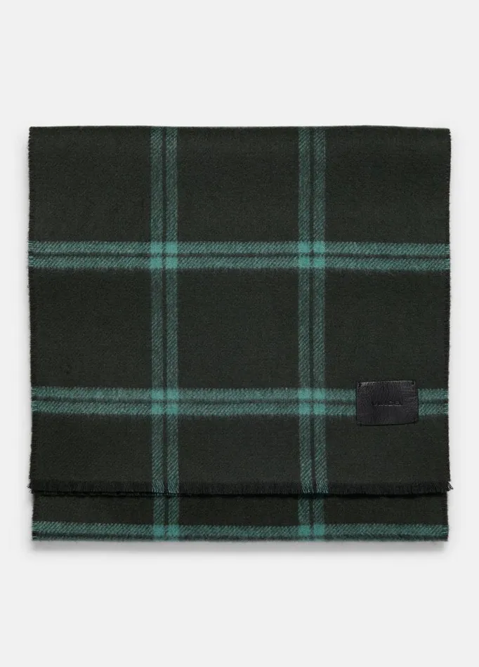 Men Scarves Hats and Gloves Vince Windowpane Wool And Cashmere DoubleFace Scarf Mineral Green Men Scarves Hats and Gloves Vince Windowpane Wool And Cashmere DoubleFace Scarf Mineral Green