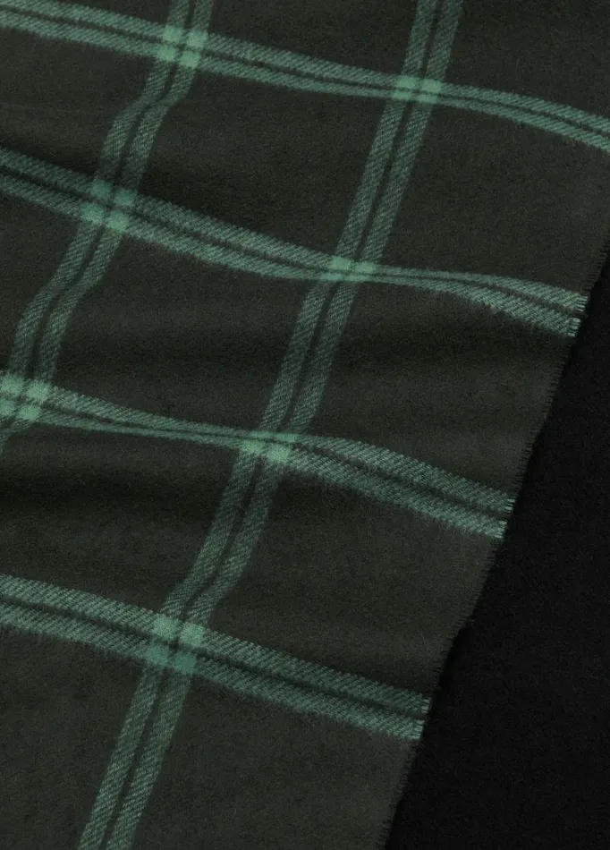 Men Scarves Hats and Gloves Vince Windowpane Wool And Cashmere DoubleFace Scarf Mineral Green