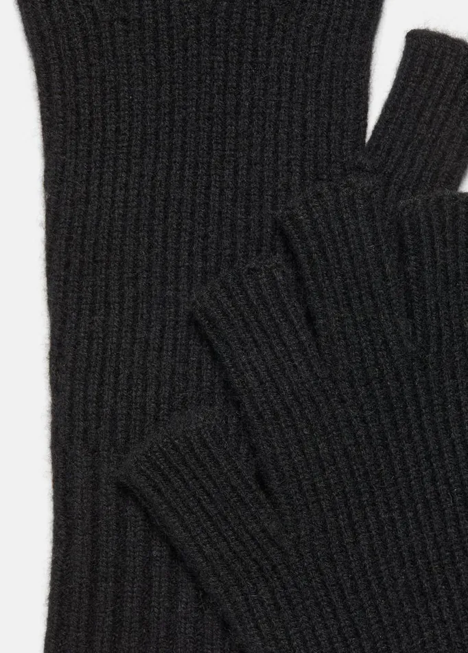Men Scarves Hats and Gloves Vince WoolCashmere RibKnit Fingerless Glove Heather Black