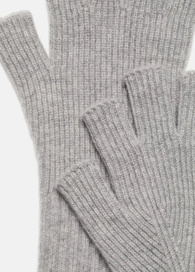 Men Scarves Hats and Gloves Vince WoolCashmere RibKnit Fingerless Glove Heather Grey