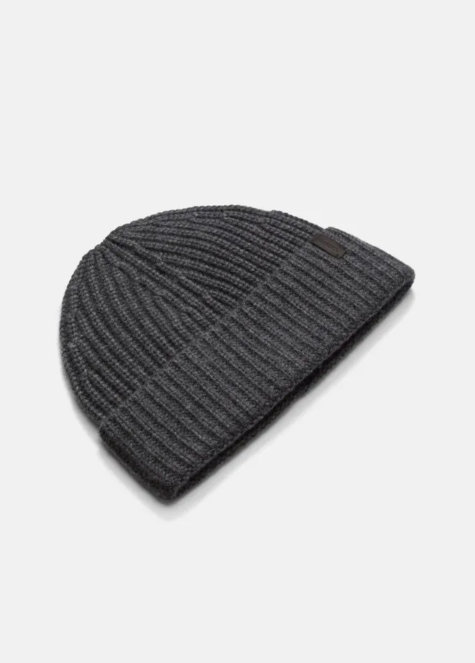 Men Scarves Hats and Gloves Vince WoolCashmere ShakerStitch Hat Charcoal