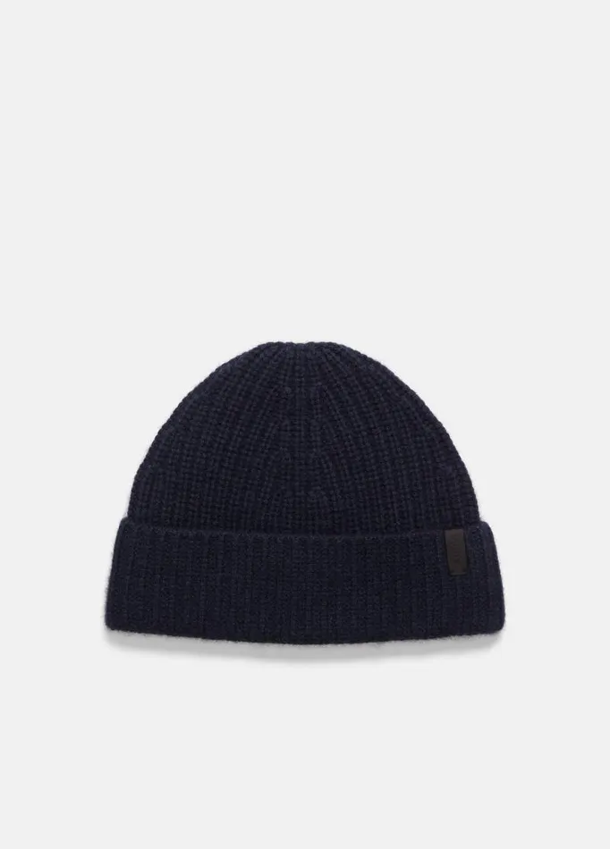 Men Scarves Hats and Gloves Vince WoolCashmere ShakerStitch Hat Coastal Blue
