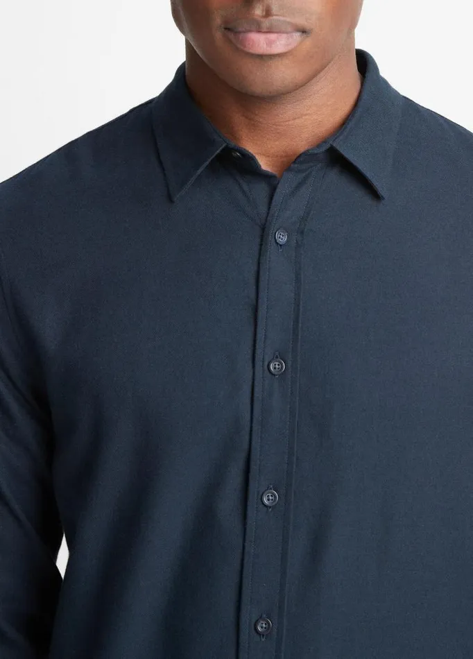 Men Shirts Vince Brushed CottonWool Shirt Coastal Blue