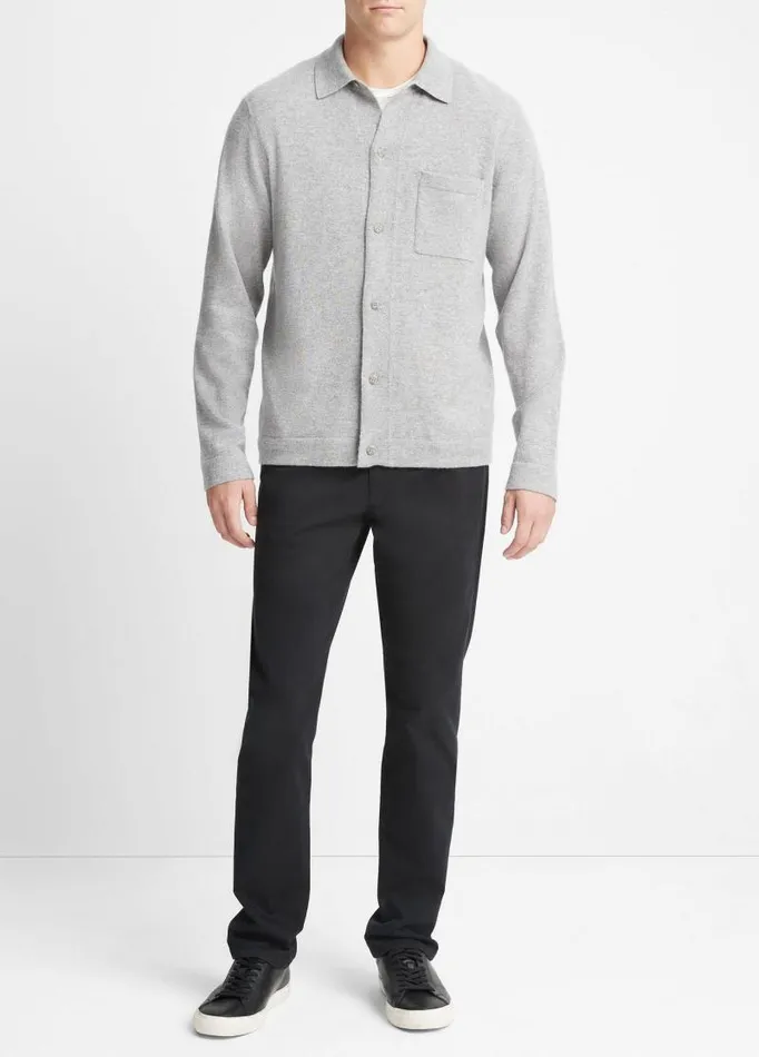 Men Shirts Vince Cashmere Sweater Shirt Heather Grey
