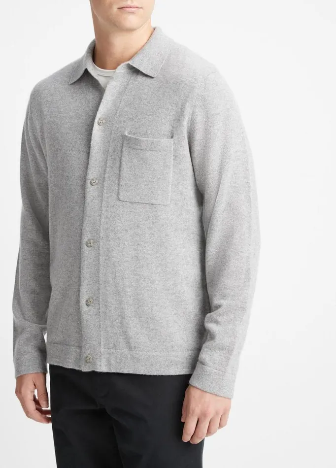 Men Shirts Vince Cashmere Sweater Shirt Heather Grey