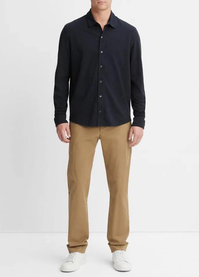 Men Shirts Vince Cotton Piqu ButtonFront Shirt Coastal Blue