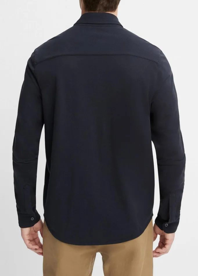 Men Shirts Vince Cotton Piqu ButtonFront Shirt Coastal Blue