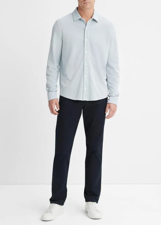 Men Shirts Vince Cotton Piqu ButtonFront Shirt Lake Blue
