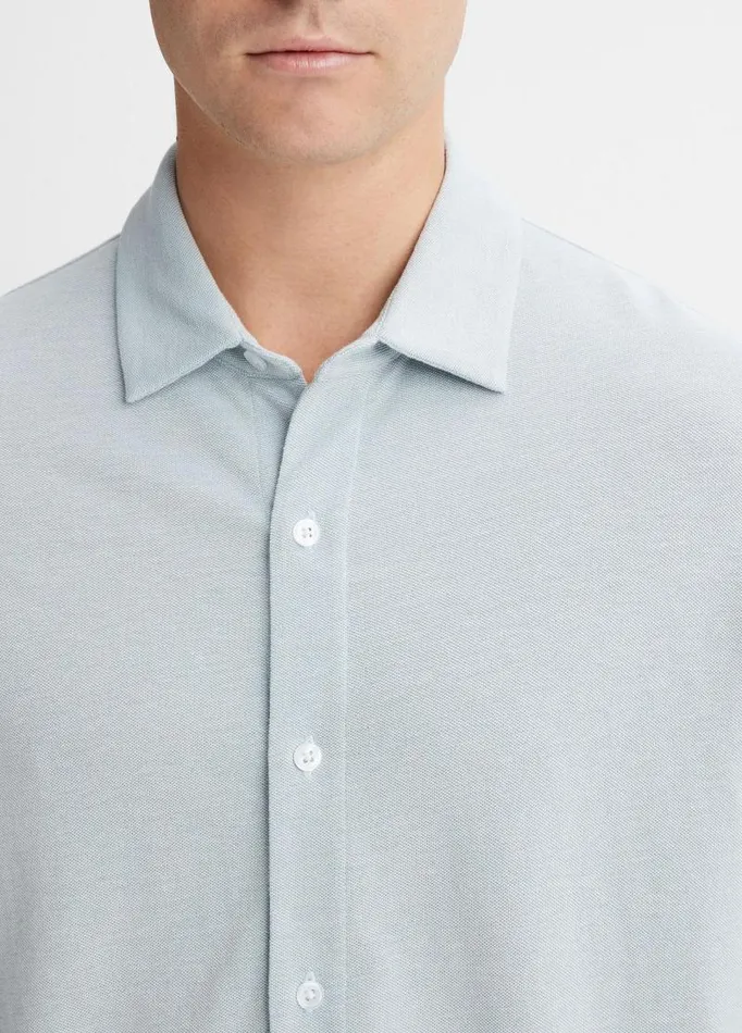 Men Shirts Vince Cotton Piqu ButtonFront Shirt Lake Blue