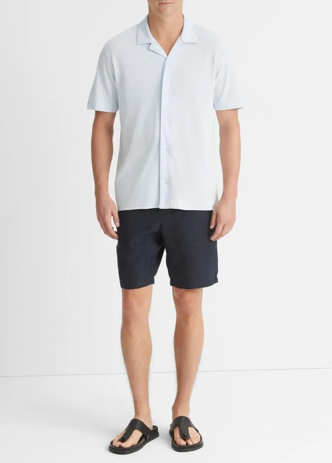 Men Shirts Vince Cotton Piqu Cabana ShortSleeve ButtonFront Shirt Glacier