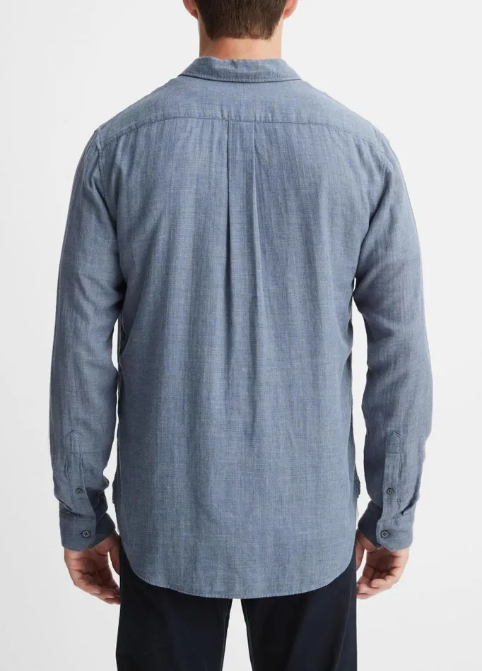 Men Shirts Vince Double Face Long Sleeve Chambray