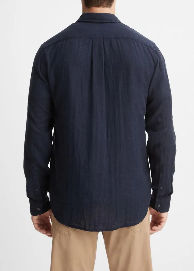 Men Shirts Vince Double Face Long Sleeve Heather Coastal