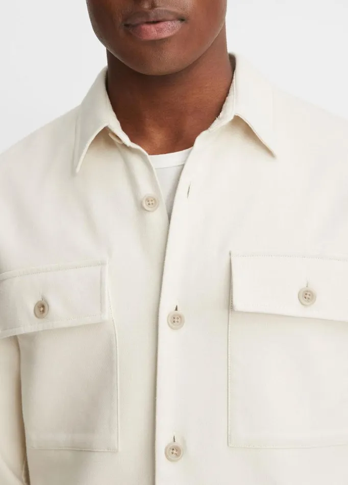 Men Shirts Vince DoubleFace Workwear Shirt Bonelight Taupe