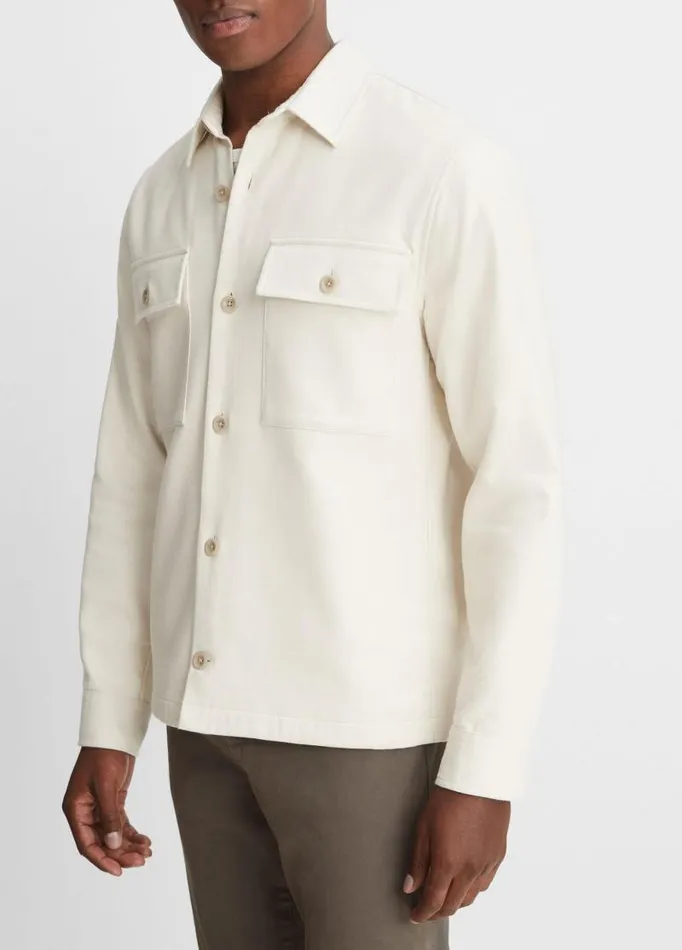 Men Shirts Vince DoubleFace Workwear Shirt Bonelight Taupe