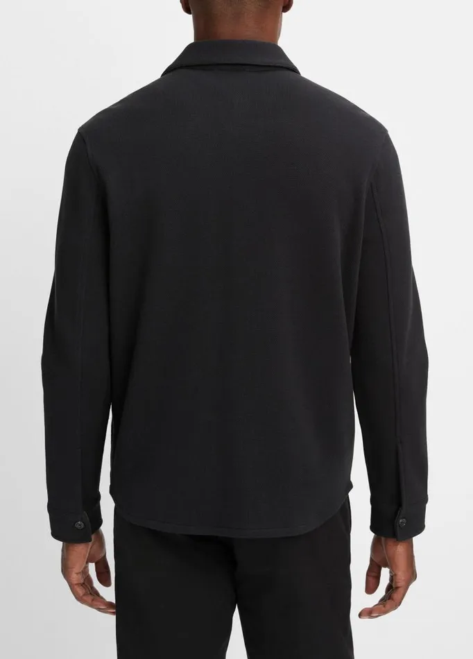 Men Shirts Vince DoubleKnit Piqu Shirt Jacket Blackmedium Heather Grey