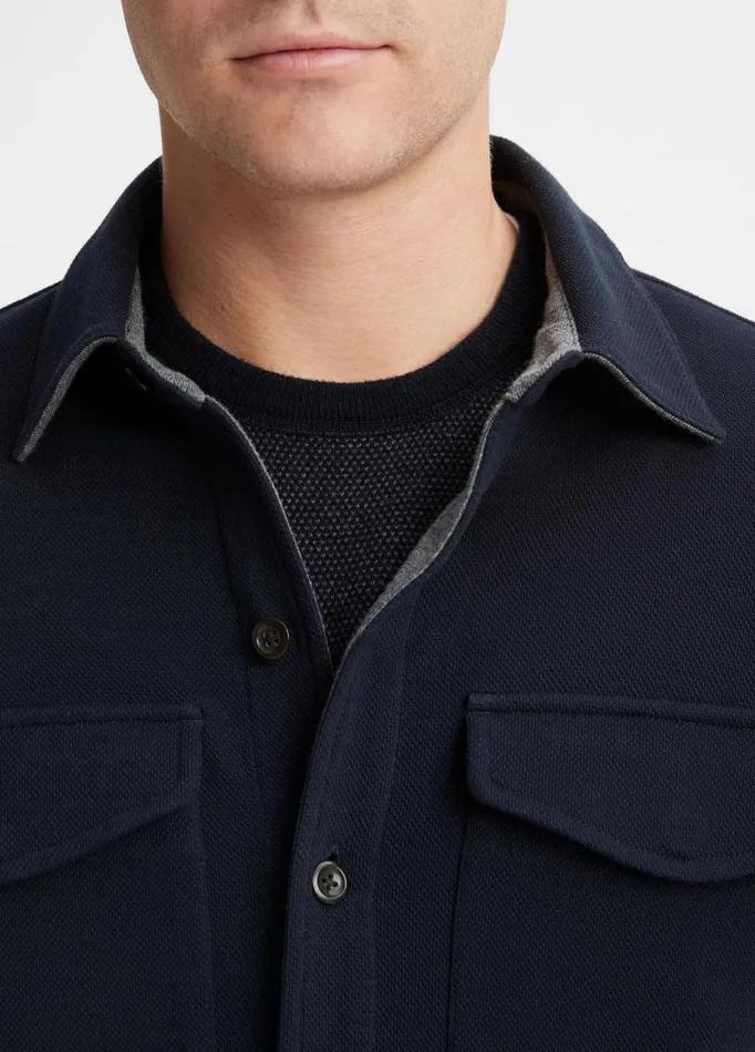 Men Shirts Vince DoubleKnit Piqu Shirt Jacket Coastalmedium Heather Grey