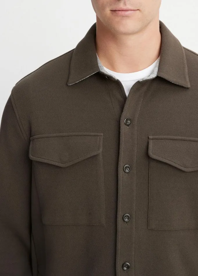 Men Shirts Vince DoubleKnit Piqu Shirt Jacket Frogheather Grey