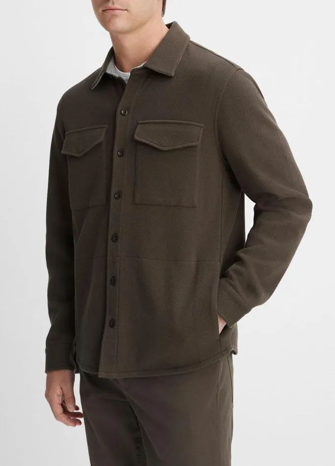 Men Shirts Vince DoubleKnit Piqu Shirt Jacket Frogheather Grey