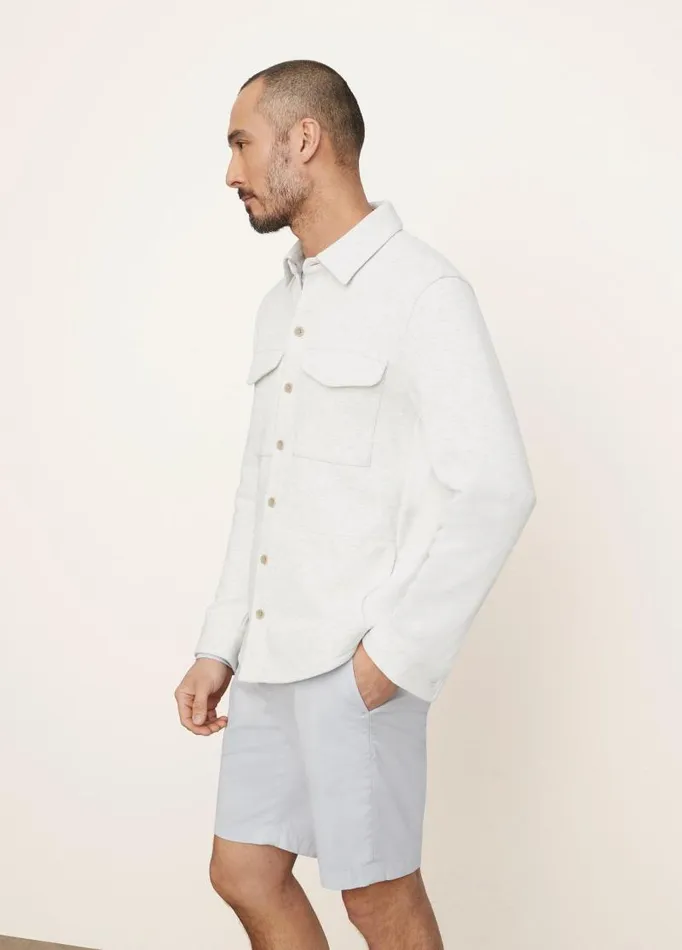 Men Shirts Vince DoubleKnit Piqu Shirt Jacket Heather Whitelight Heather Grey