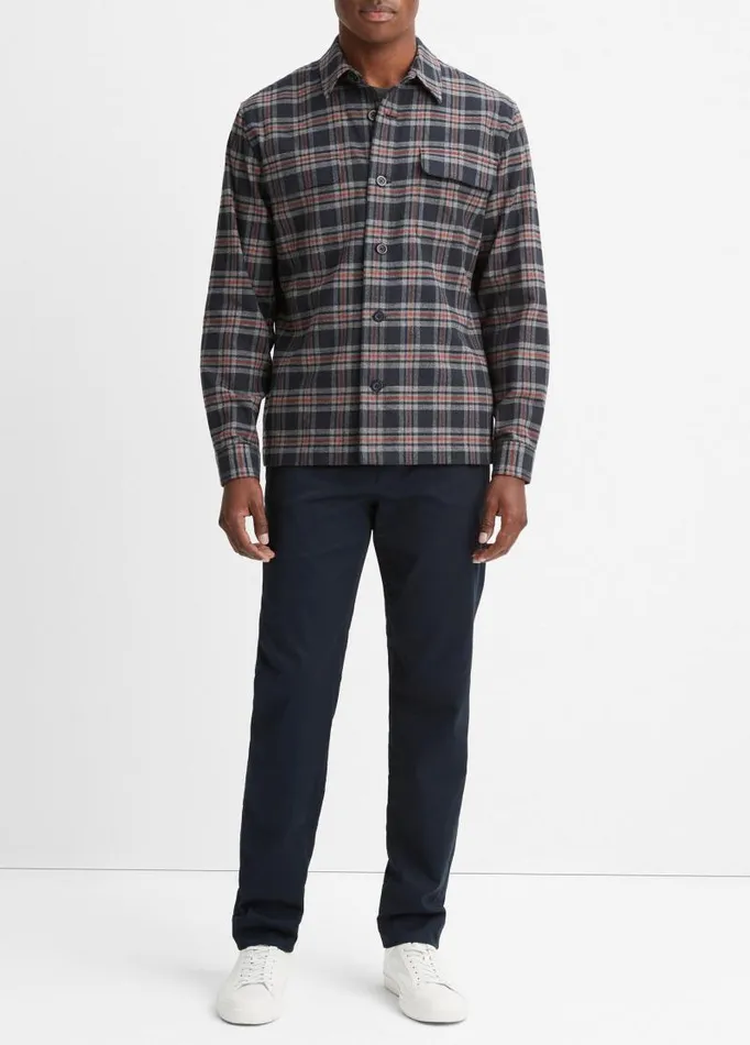 Men Shirts Vince Kingston Plaid Shirt Coastal Bluebrickman Red