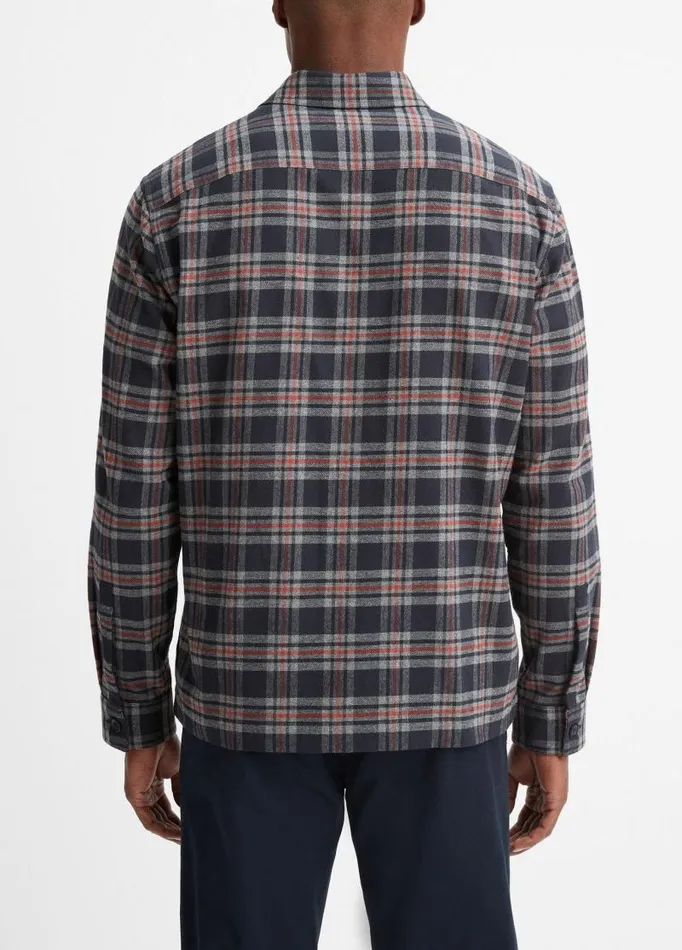 Men Shirts Vince Kingston Plaid Shirt Coastal Bluebrickman Red